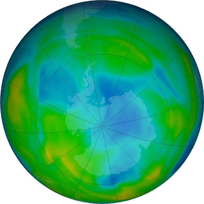 Antarctic ozone map for 16 June 2024